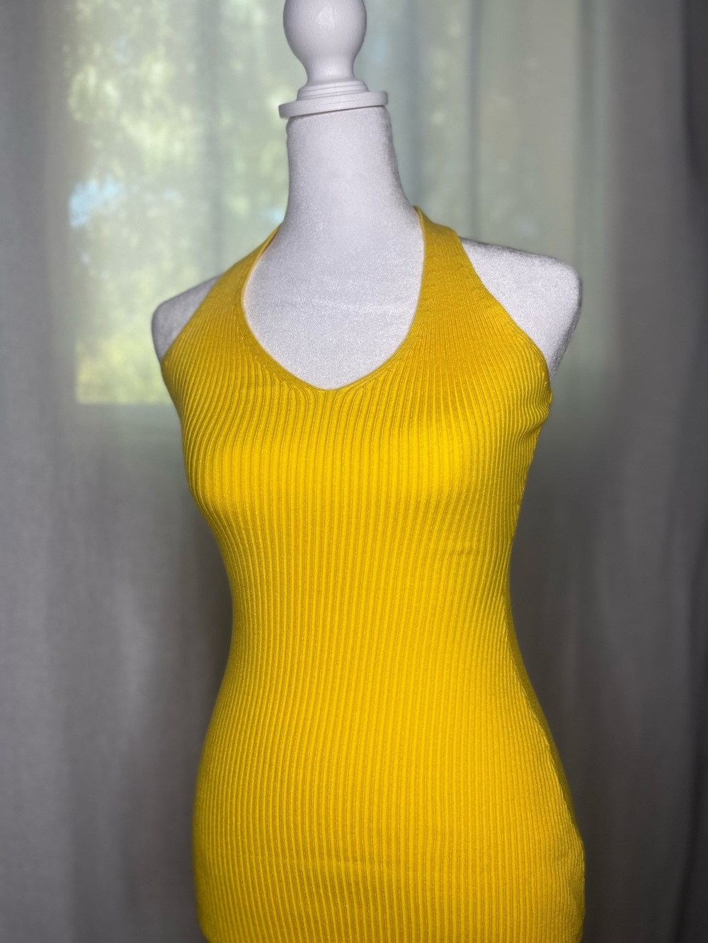 Yellow Halter Slit Midi Dress
